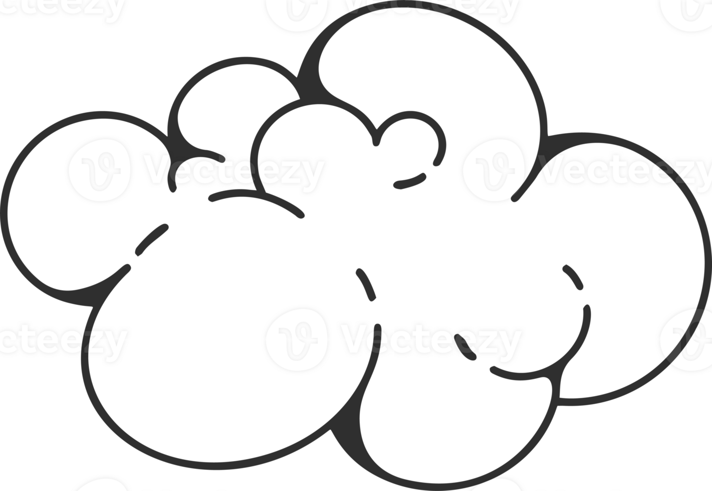 Y2k funky cloud shapes. Playful design. Cartoon retro bubbles. Outline soap suds illustration png