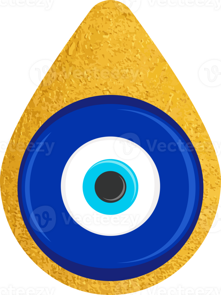 Evil eye blue Turkish symbol. Magic nazar bead. Greece and Turkish amulet esoteric design for luck and protection with golden frame png