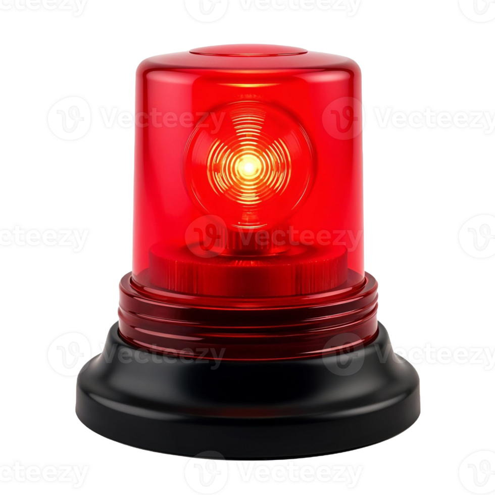 Red Emergency Siren Light on Black Base Isolated on Transparent Background png
