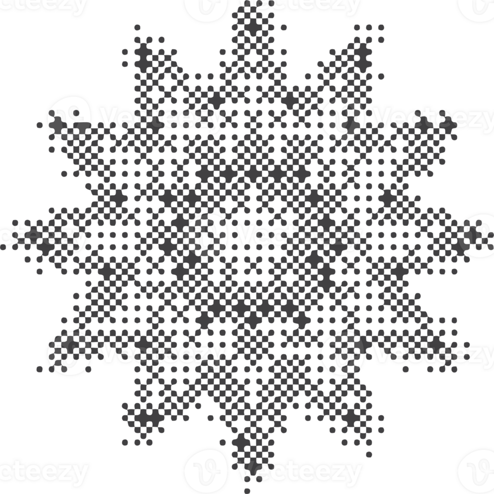 Pixel pattern shape. Textured star with bitmap Y2k dither gradient. Retro computer game graphic effect. Halftone grunge illustration png