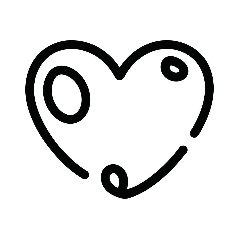 Simple black line art heart with subtle imperfections. vector