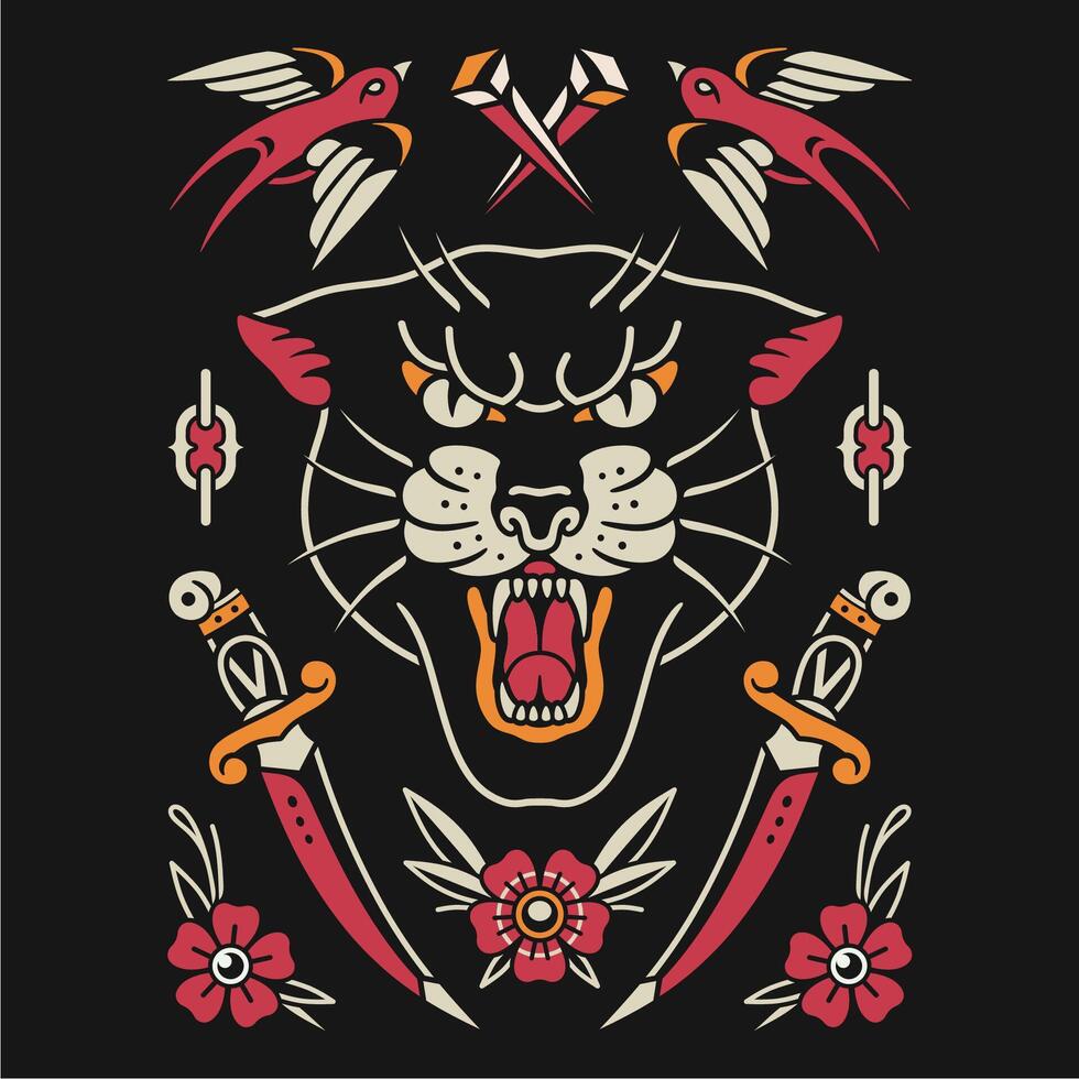Neo traditional design, exclusive designs for private or commercial users. vector