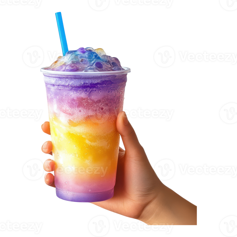 Refreshing Iced Bubble Tea in Hand for Summer Vibes on Transparent Background png