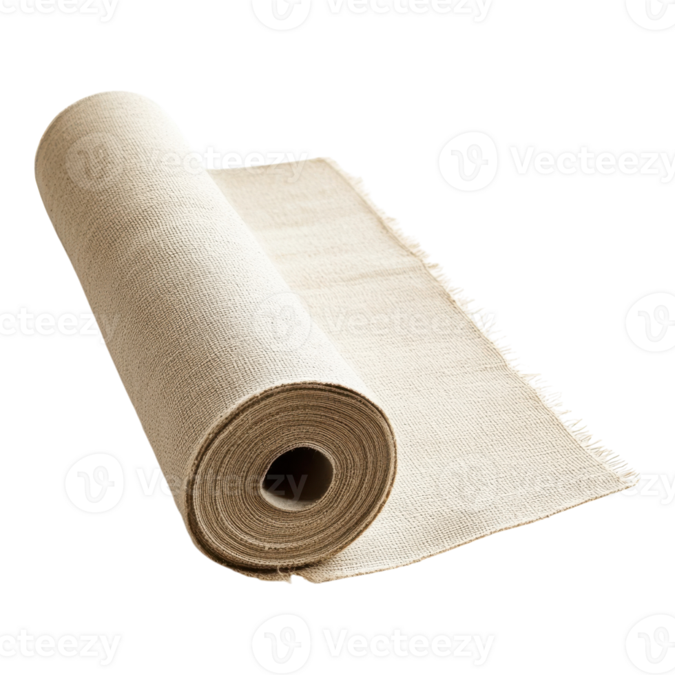 Durable Natural Beige Canvas Fabric Roll for Crafts and Upholstery on Transparent Background png