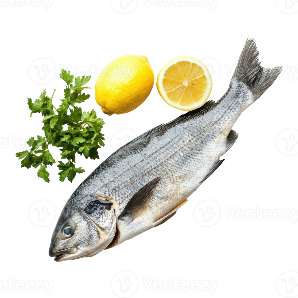 Fresh Fish with Lemon and Parsley for Culinary Delights on Transparent Background png