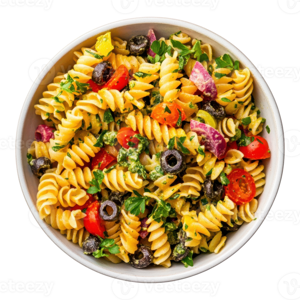 Vibrant Pasta Salad for Healthy Meals on Transparent Background png