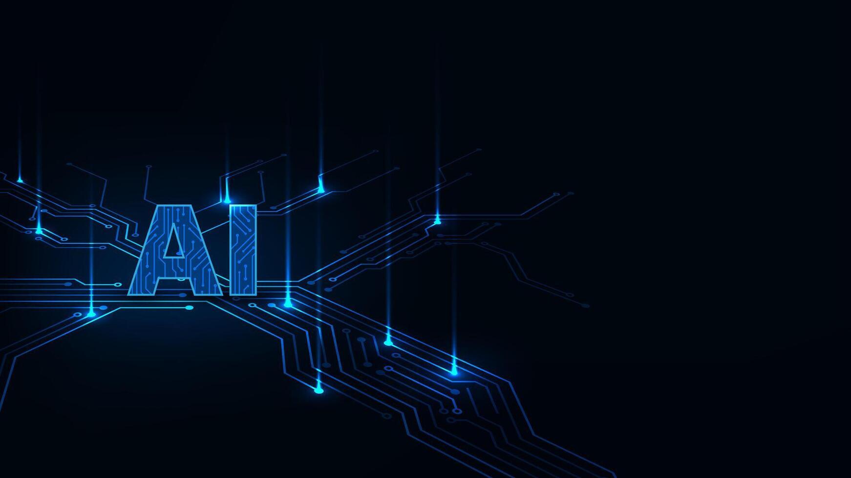 Artificial intelligence concepts on cloud network. Digital perspective circuit technology adstract blue light background. vector