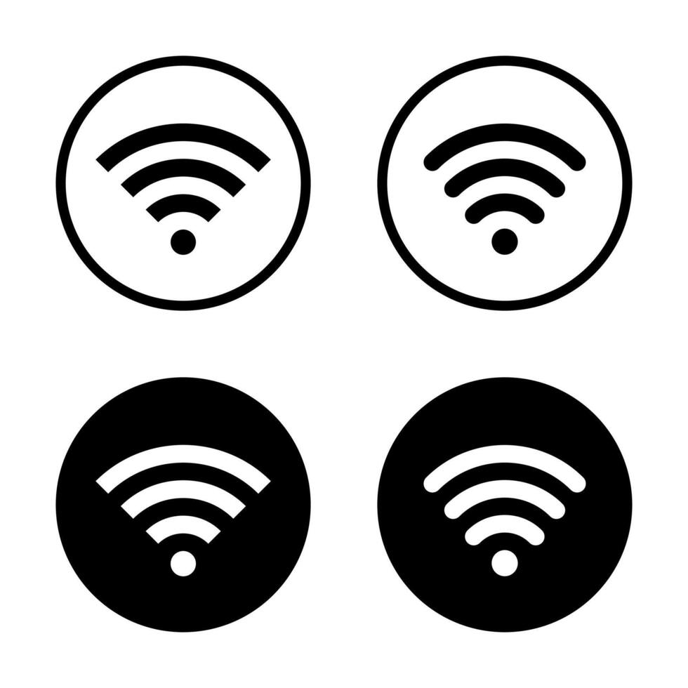 Wifi, wireless icon on black circle. Public wi-fi area sign symbol vector