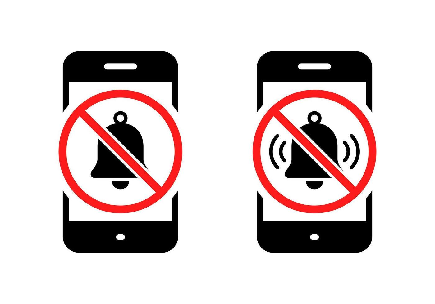 No bell on phone screen icon isolated on white background. Notification forbidden sign symbol on cellphone display vector