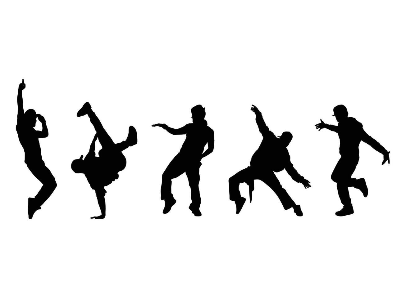 Hip hop male dancer silhouette on white background. Illustration. vector