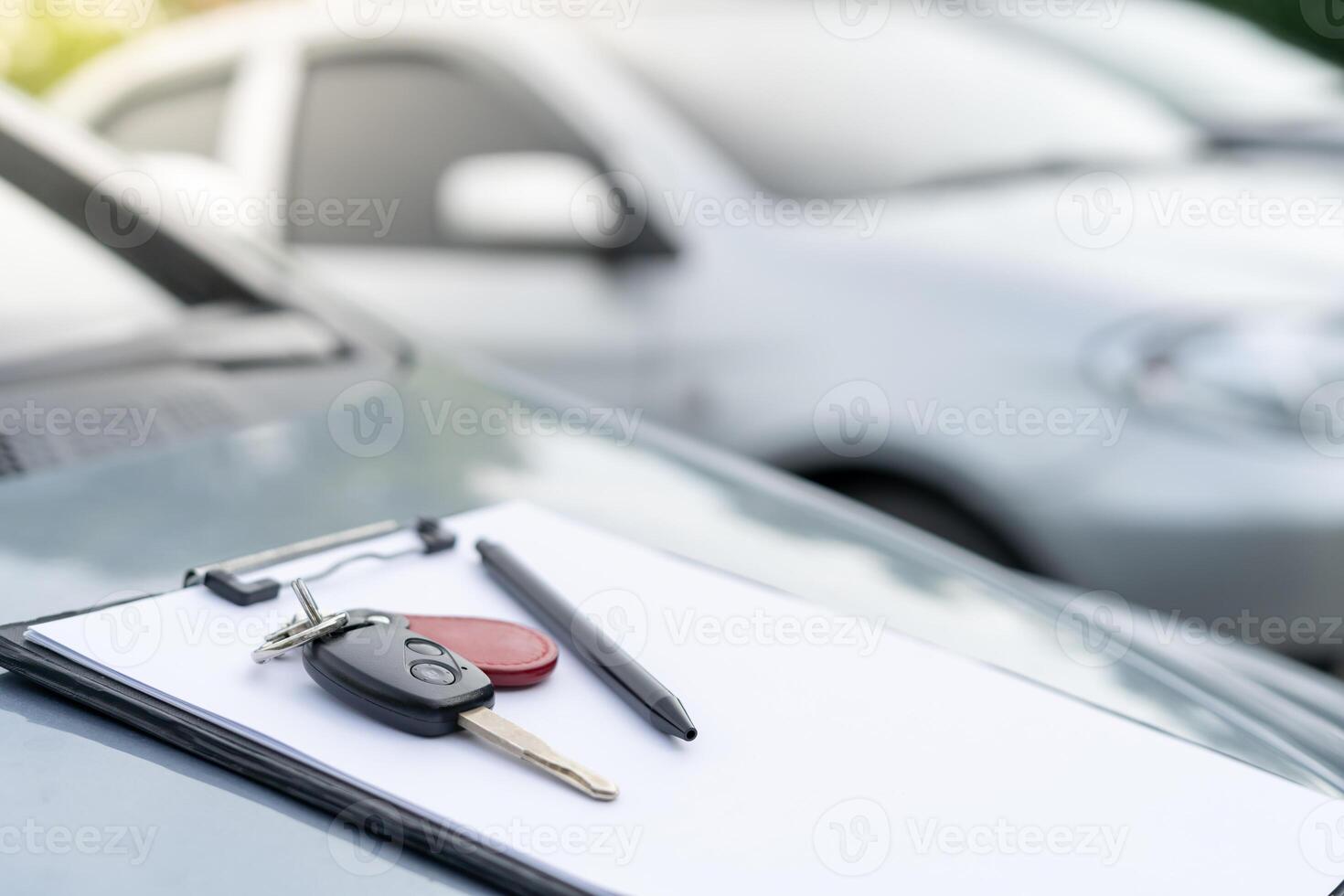 lease, rental car, sell, buy. Dealership send contract and car keys to new owner to sign. Sales, loan credit financial, rent vehicle, insurance, renting, Seller, dealer, installment, car care business photo