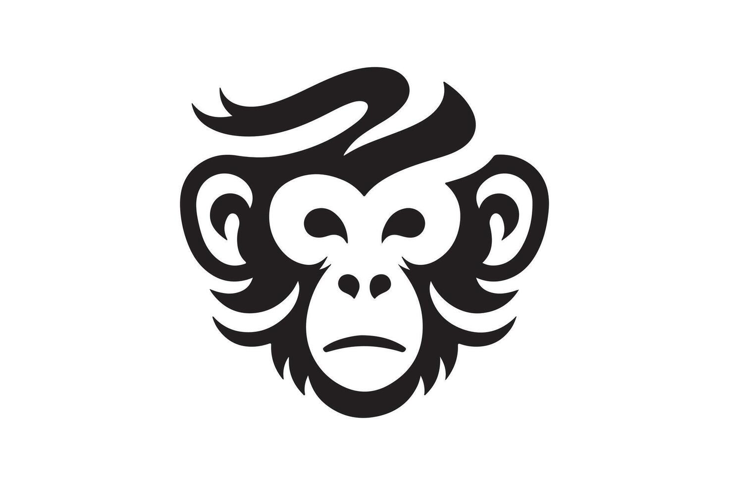 cute monkey face silhouette vector