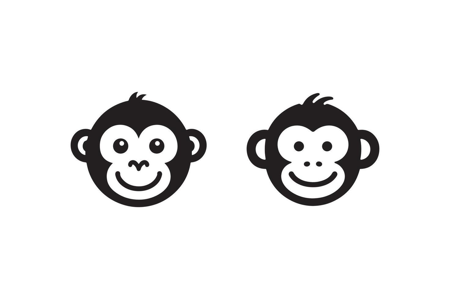 two black and white monkeys are shown in a simple style vector