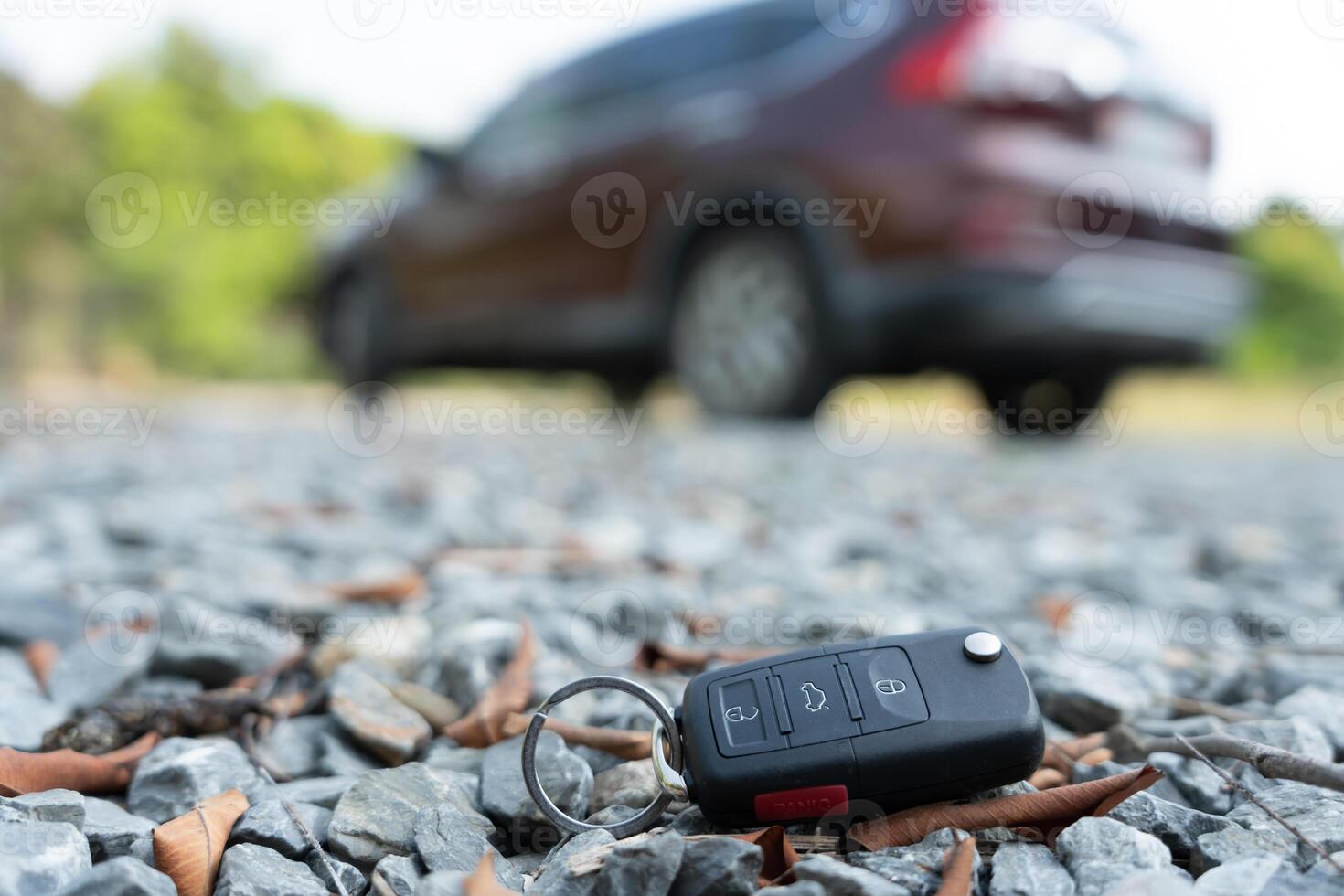Lost car keys on the ground, Car keys dropped on the floor or fall lying on the street home front. Walking Away From Lost Car Key, can not transport, express, rush time, wast time, emergency photo