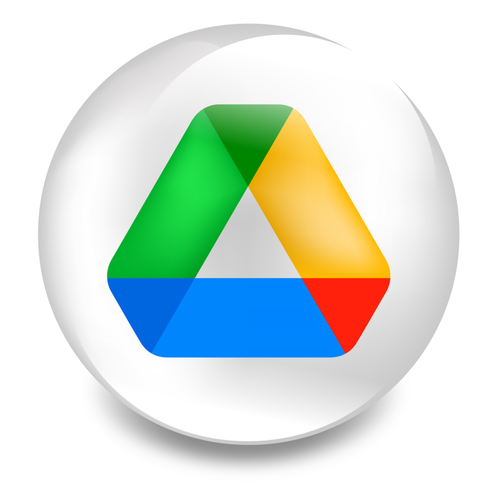 Google drive logo, glossy rounded google drive logo png