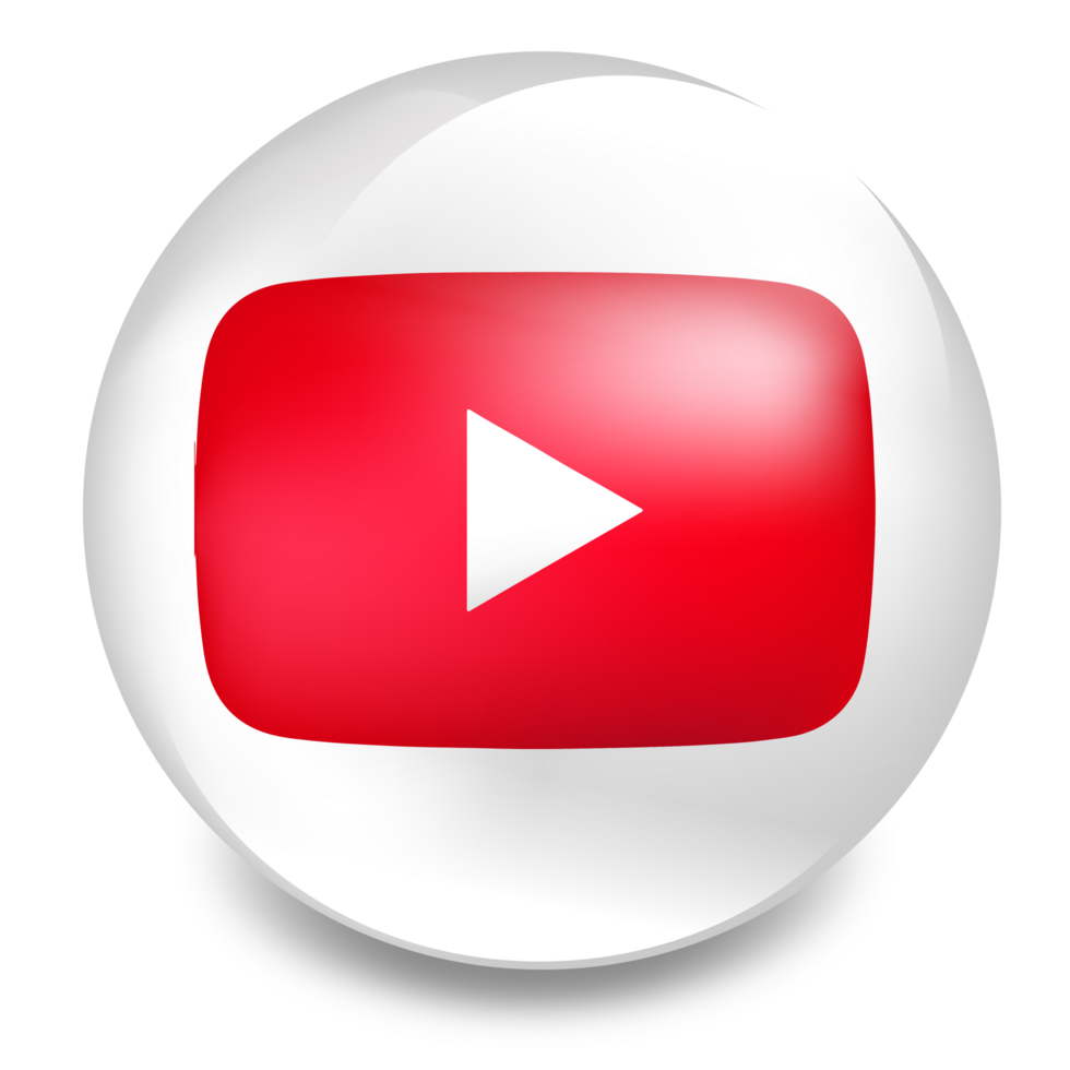 Youtube logo, glossy rounded youtube logo png
