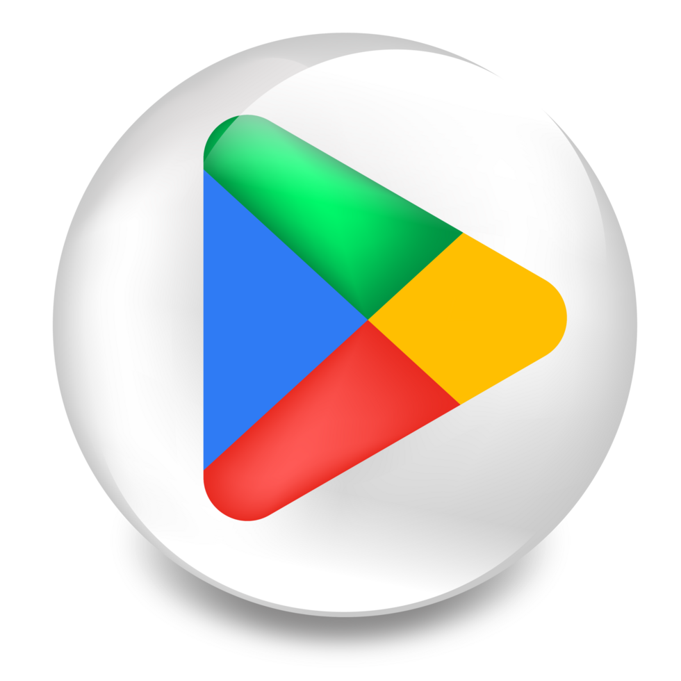 Google playstore logo, glossy rounded google playstore logo png