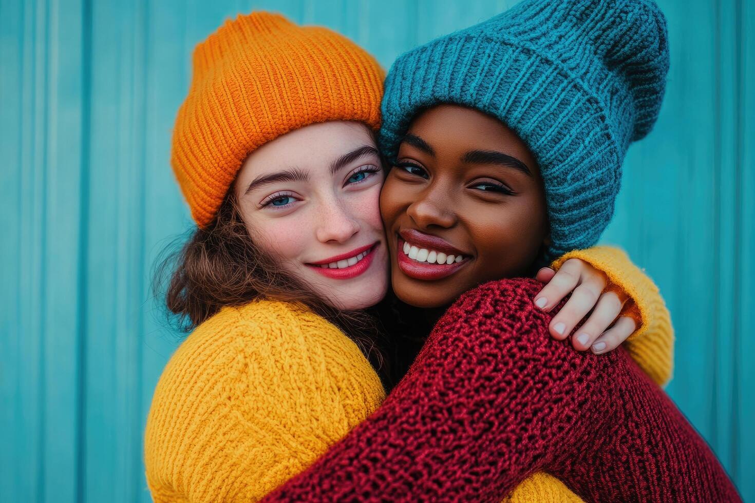 International Hug Day women embracing each other Love and friendship day celebrating photo
