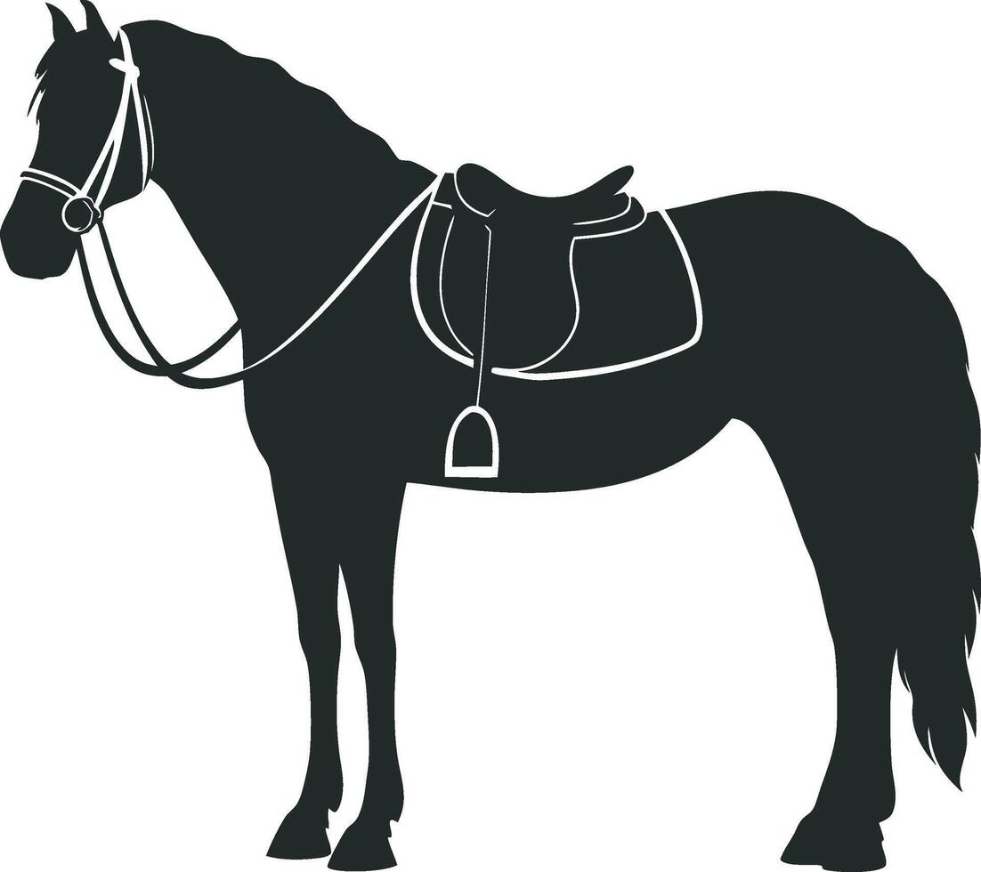 a silhouette of a horse with a saddle design vector