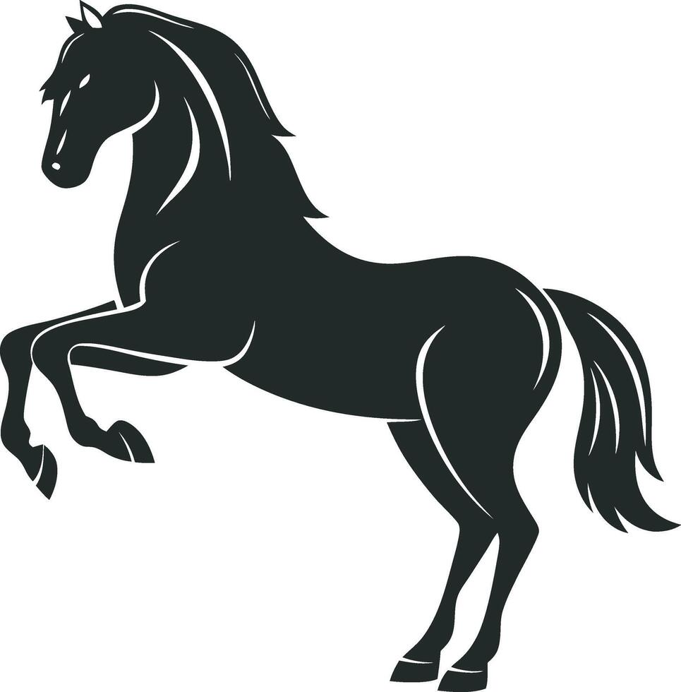 black jump horse silhouette on white background vector