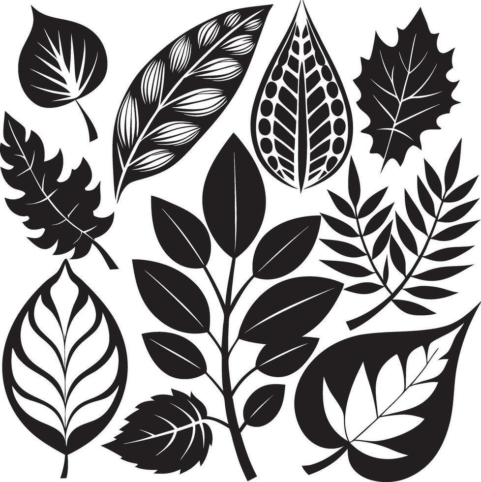 Black Leaf Pattern Pack vector