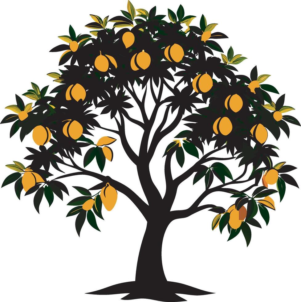 Sunny Mango Tree with Sweet Mangoes vector