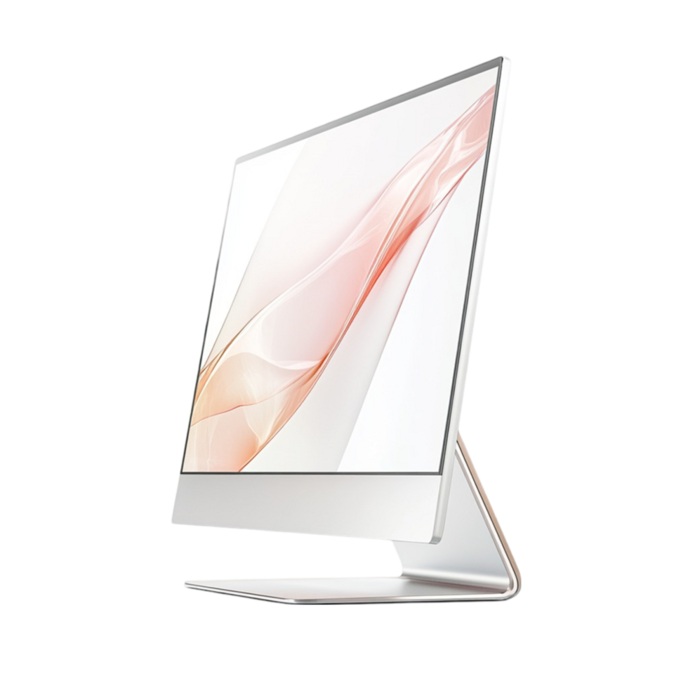 A desktop computer with a white screen png