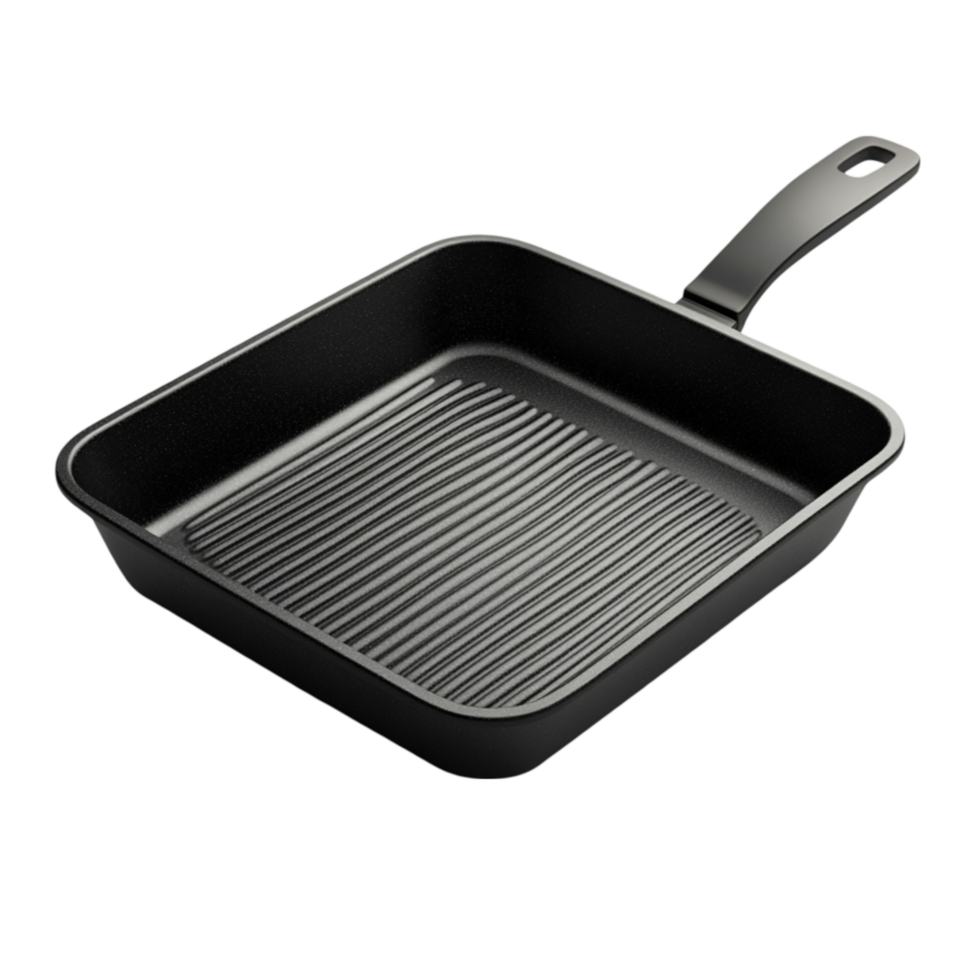 A black square pan with a handle png