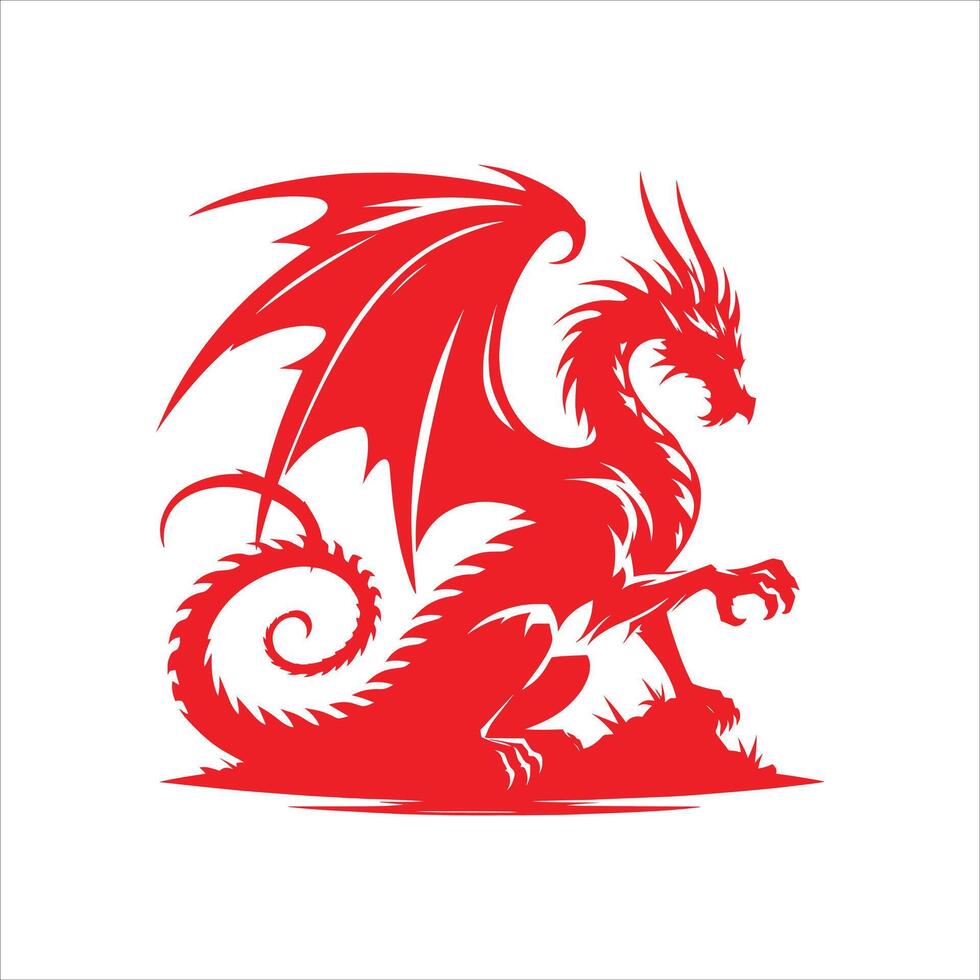 Red dragon on white background vector