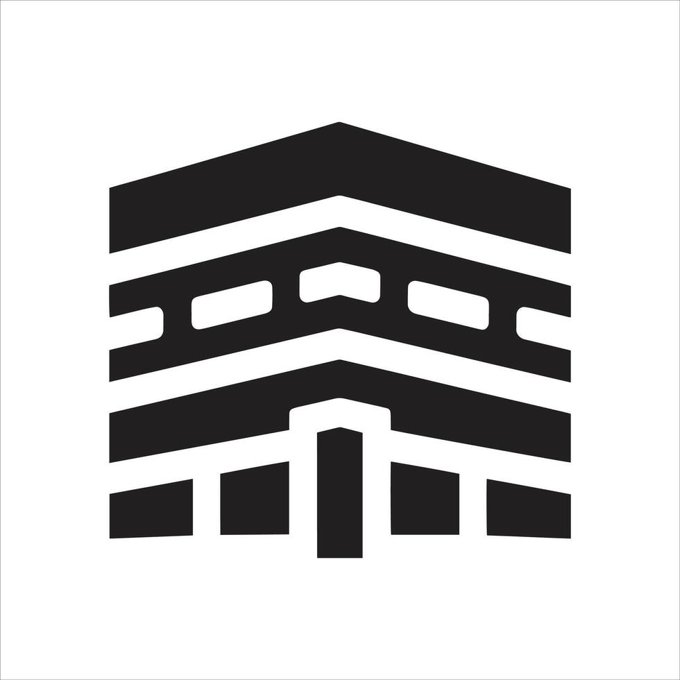 A black and white Macca Kaaba Sharif icon vector