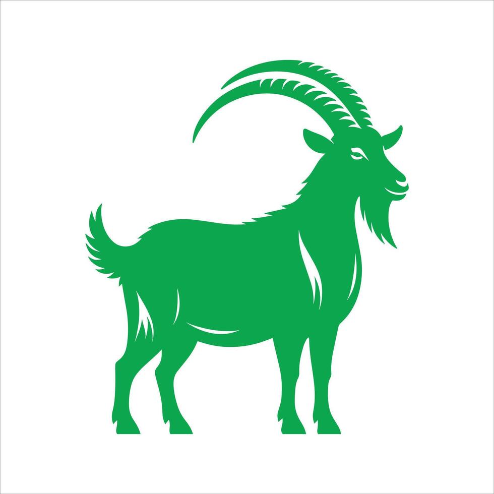 Green Goat Silhouette vector