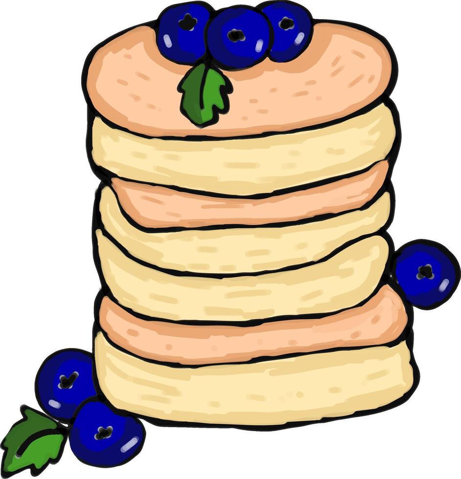 blueberry pancake for coloring book illustration clipart vector