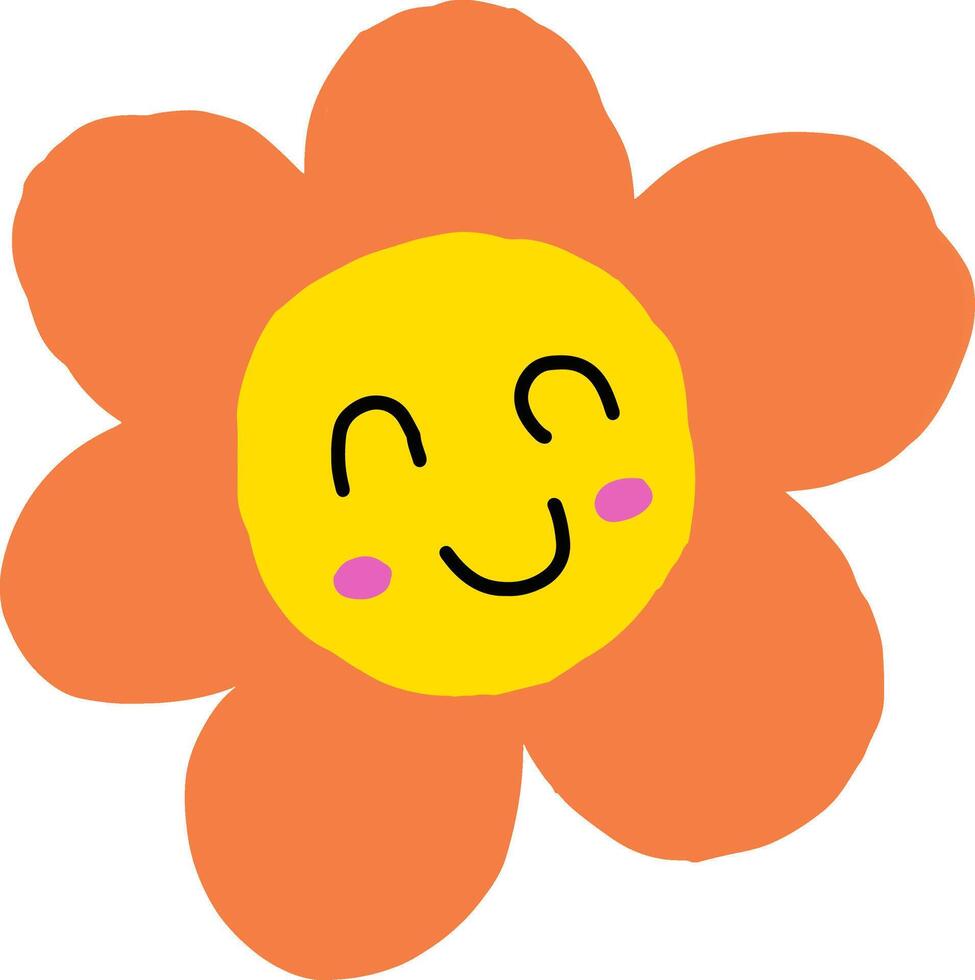 This is an illustration of a cute flower with a smiley face. vector