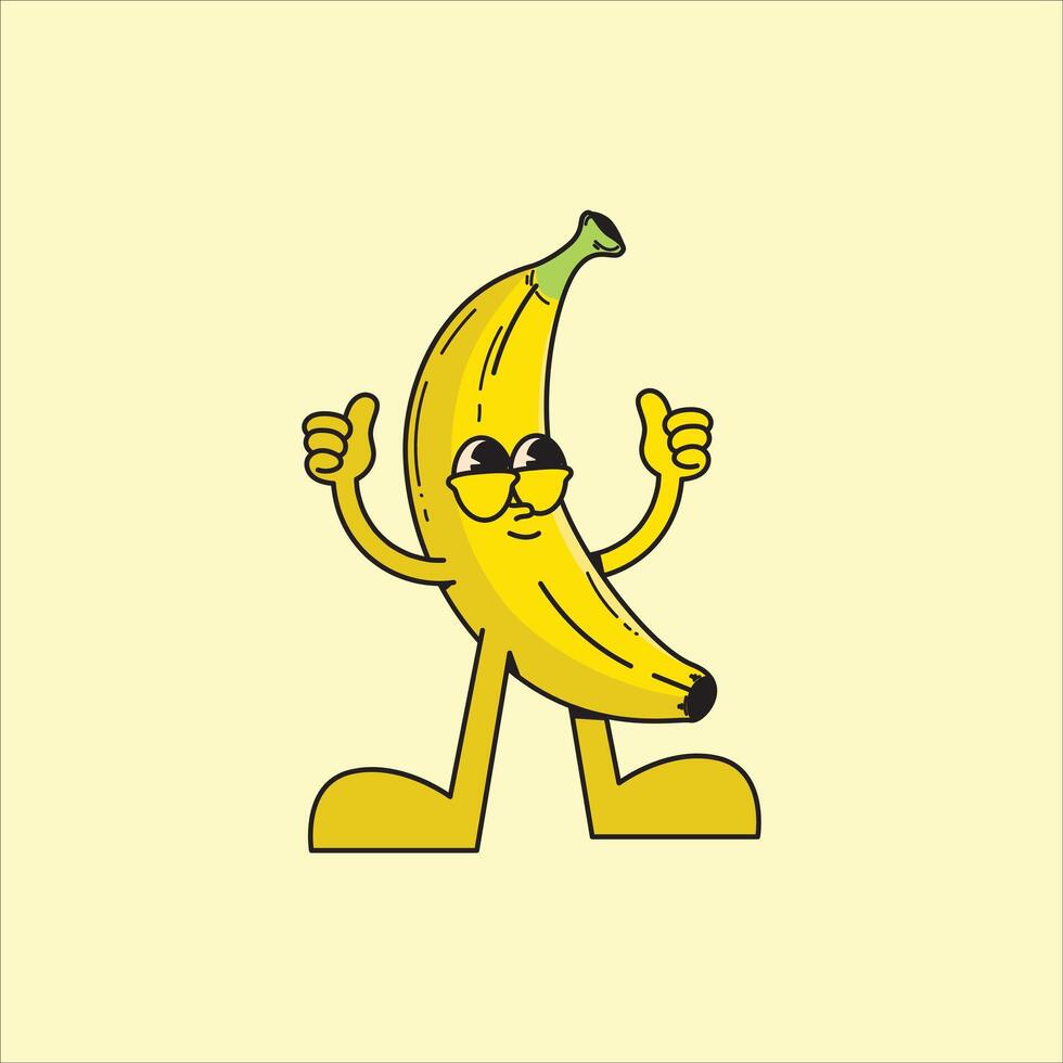 Banana With Hand Top Mascot Illustration vector