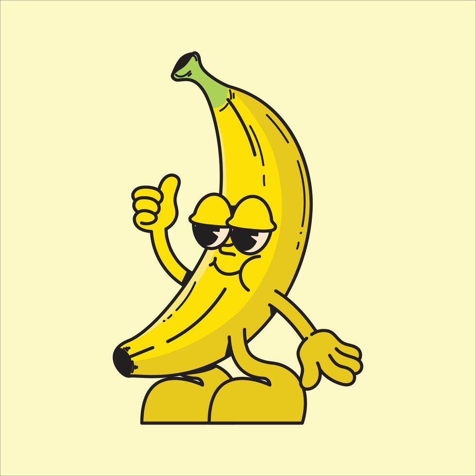 Banana Top Mascot Logo Illustration vector