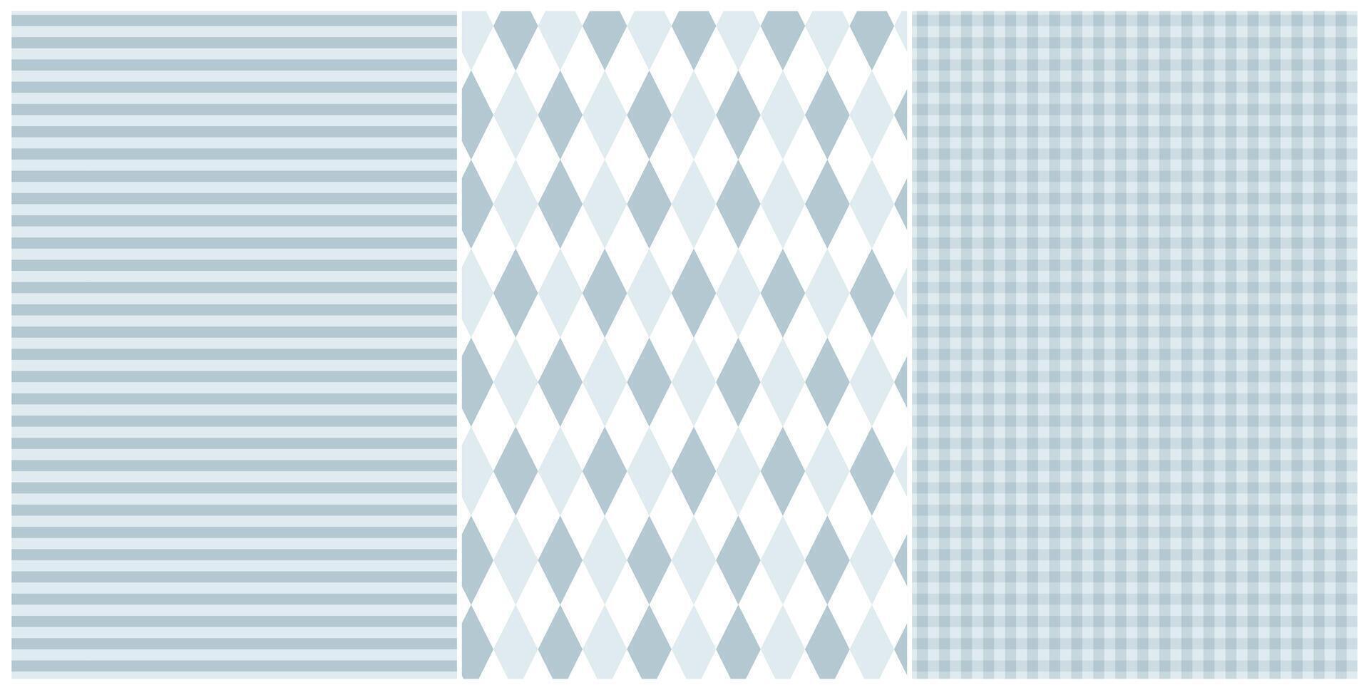 Set of three graphic patterns in blue colors for boy vector