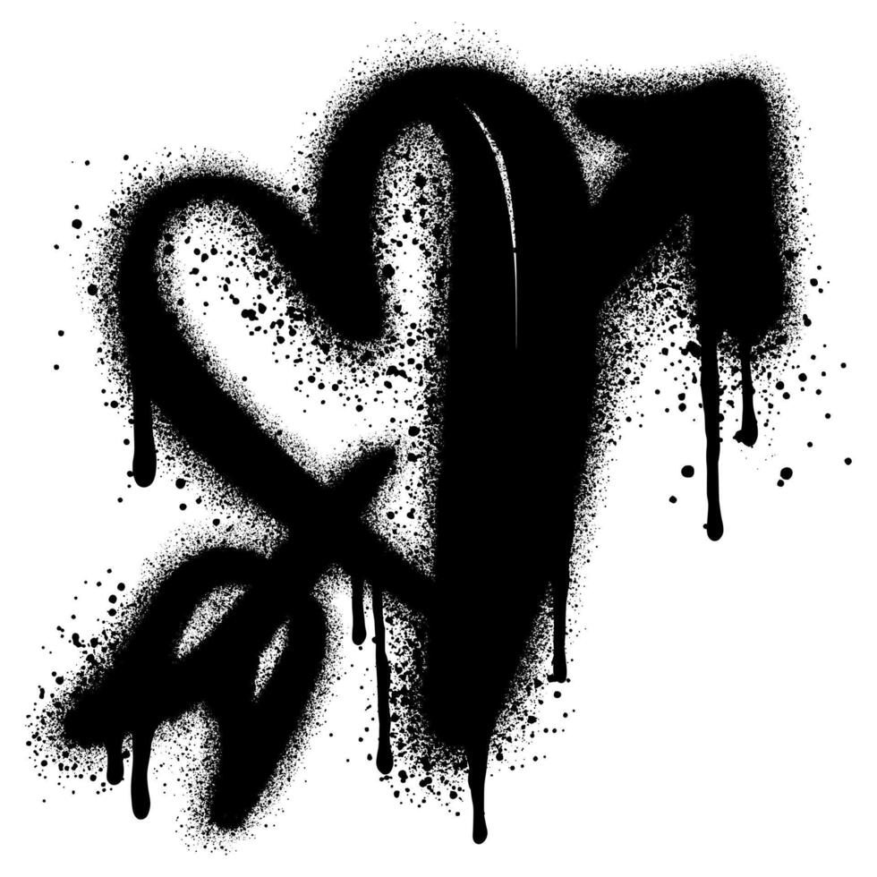 Graffiti Style Heart And Arrow isolated on White background. vector