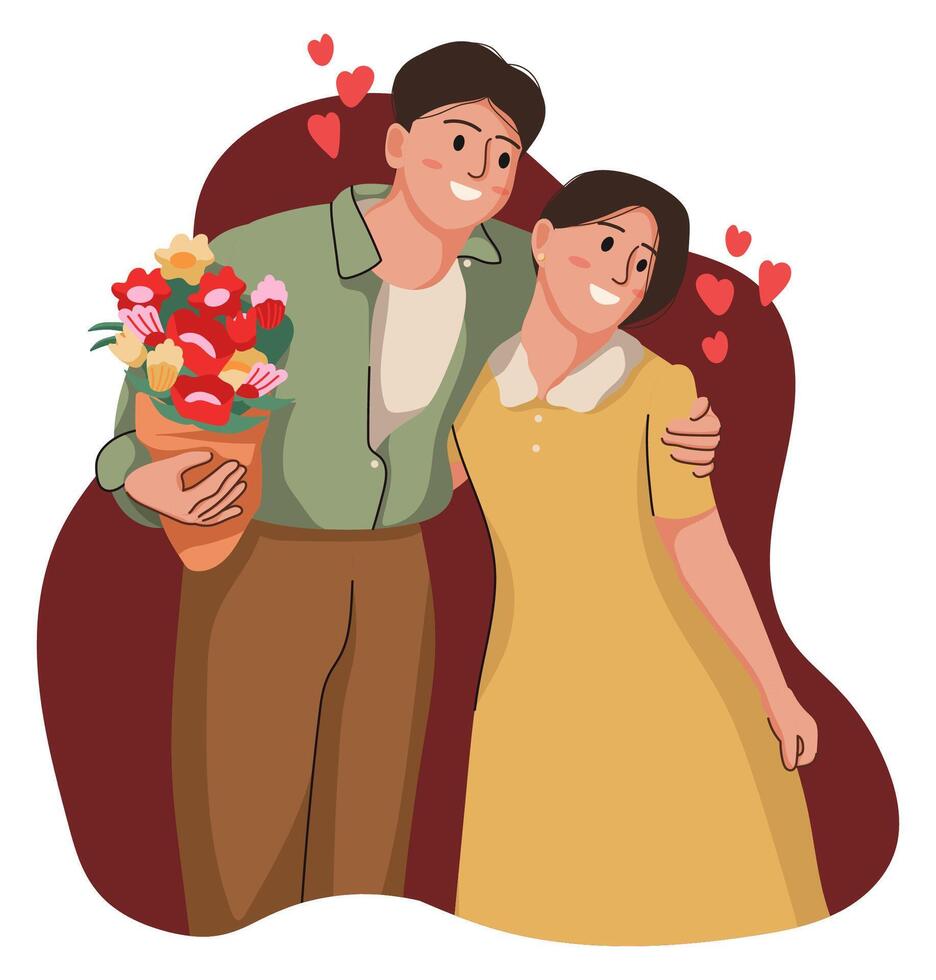 Happy Love Couple Hugging vector