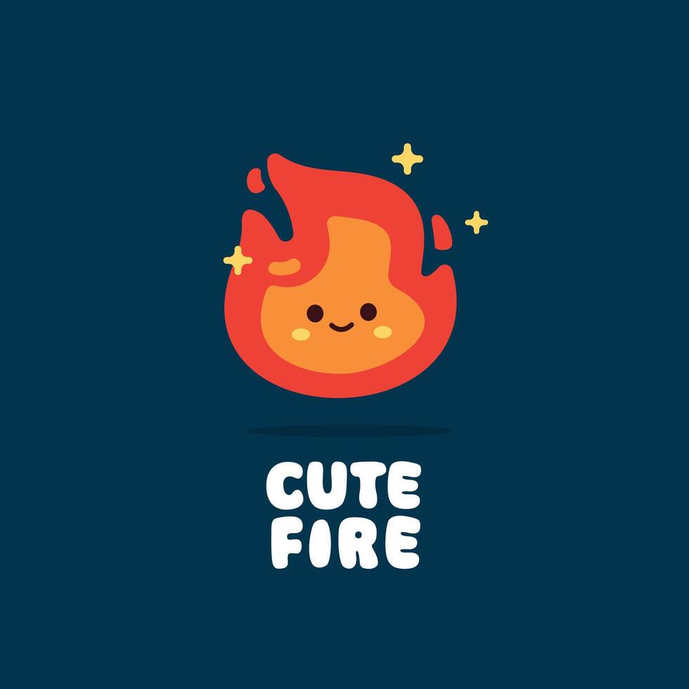 Cute fire element character logo illustration. Minimalist fire design, suitable for poster and web vector