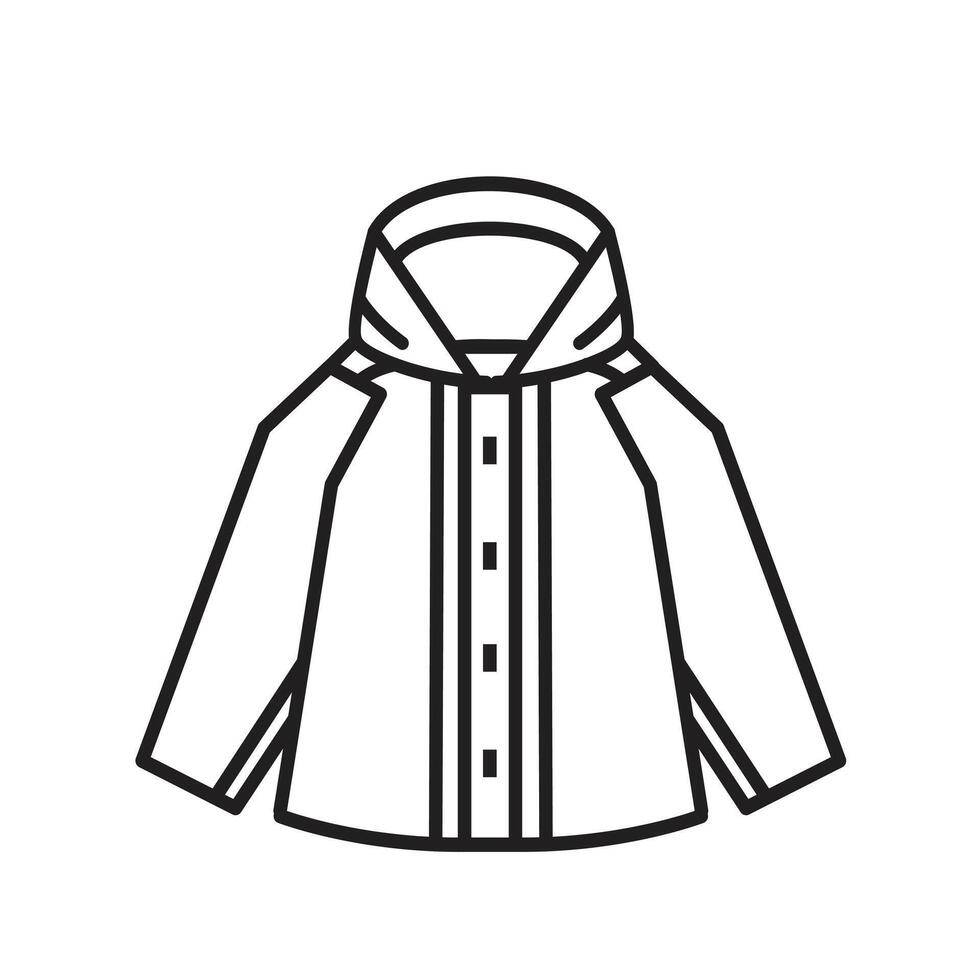 fashionable rain jacket logo, stylish streetwear in outline art icon vector
