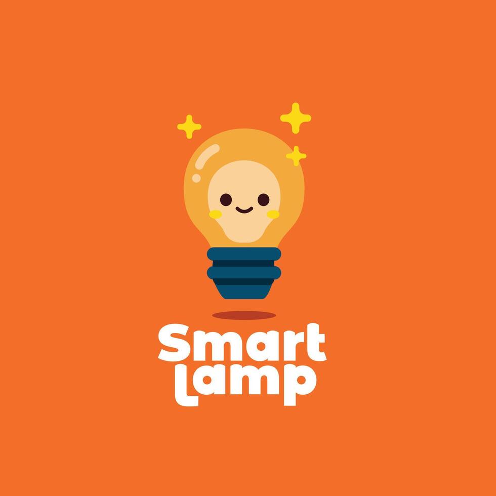 Cute lamp logo illustration. Minimalist bulb icon design, suitable for corporate and web. vector