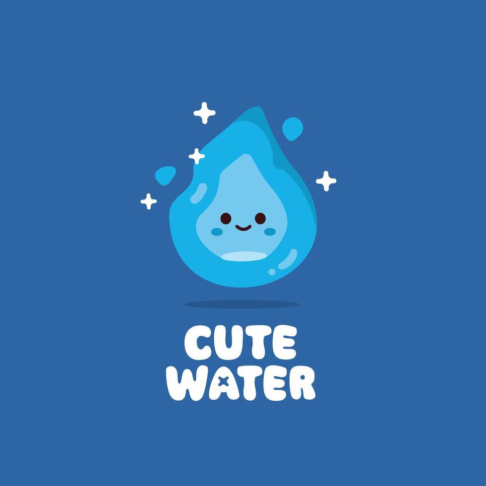 Cute water element character logo illustration. Minimalist water design, suitable for poster and web. vector