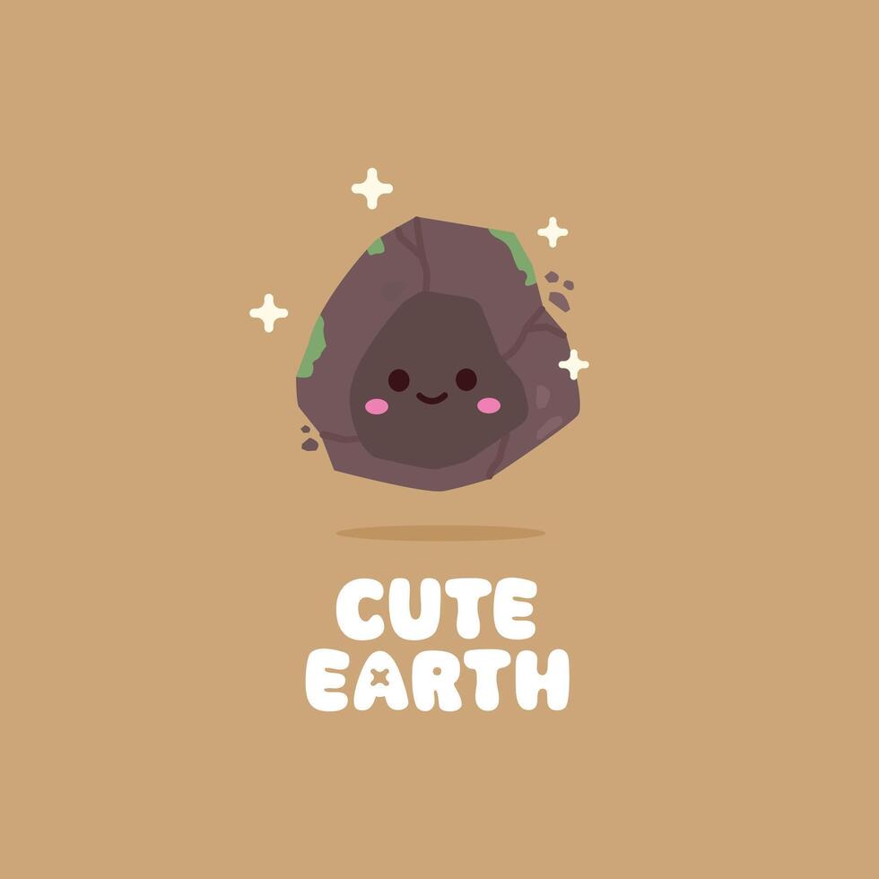 Cute earth element character logo illustration. Minimalist earth design, suitable for poster and web. vector
