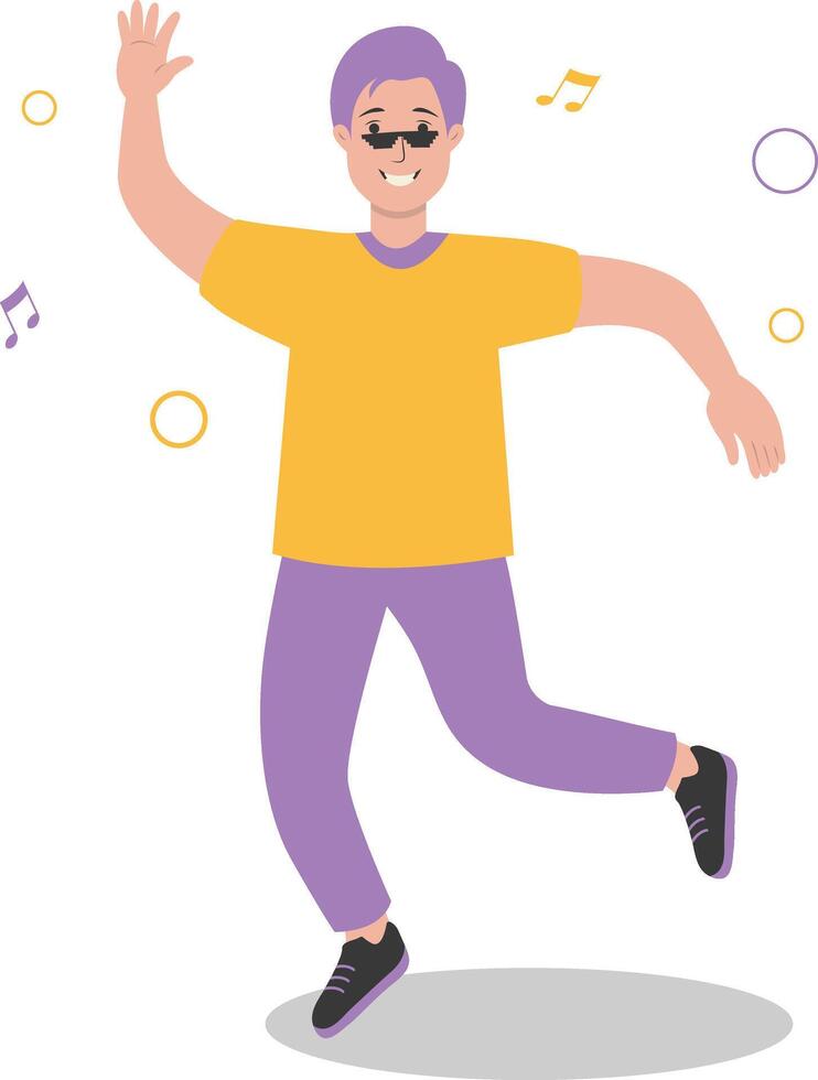 Guy Dancer Character with Casual Clothes vector
