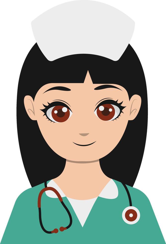 Illustration of a Women Doctor in Green Uniform and Stethoscope vector