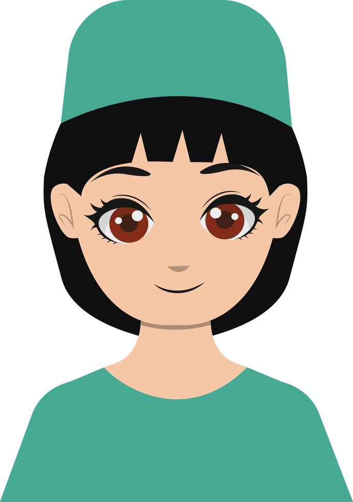 Cute Female Nurse Character in Green Uniform vector
