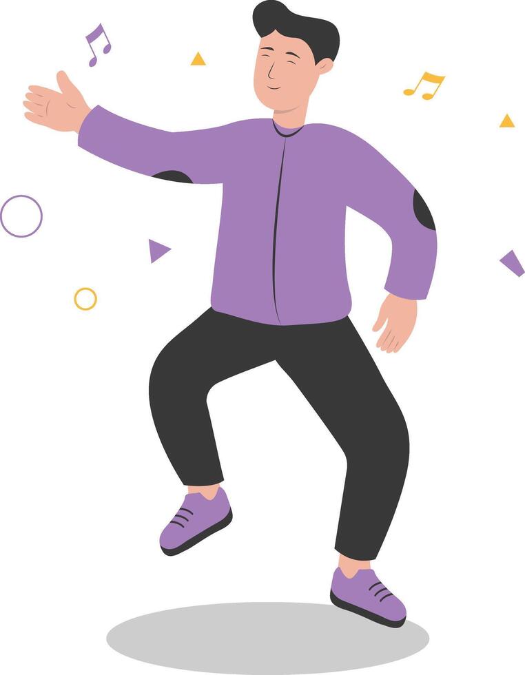 Male Dancer Character with Violet Casual Clothes vector