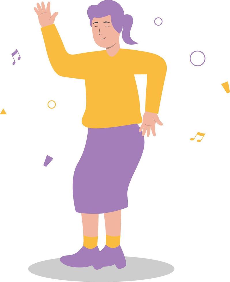 Female Dancer Character with Yellow Casual Clothes vector