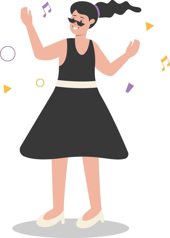 Woman Dancing Illustration in Dress Clothes vector