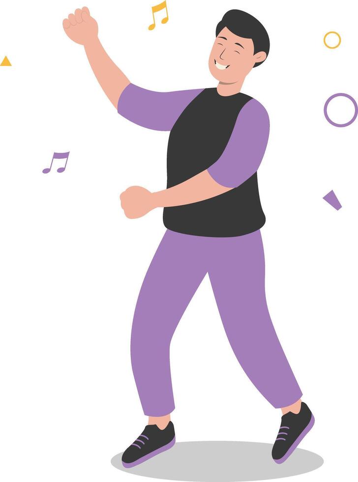 Male Dancing Character with Purple Clothes vector